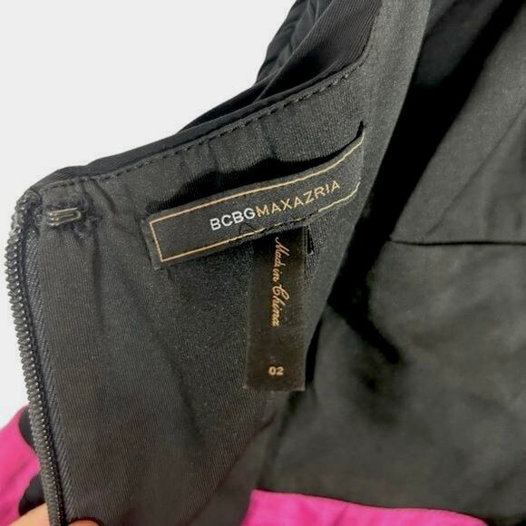 BCBG Max Azria Fuschia/Black Two Tone Cocktail mini dress size 2 NWOT - Picture 4 of 4